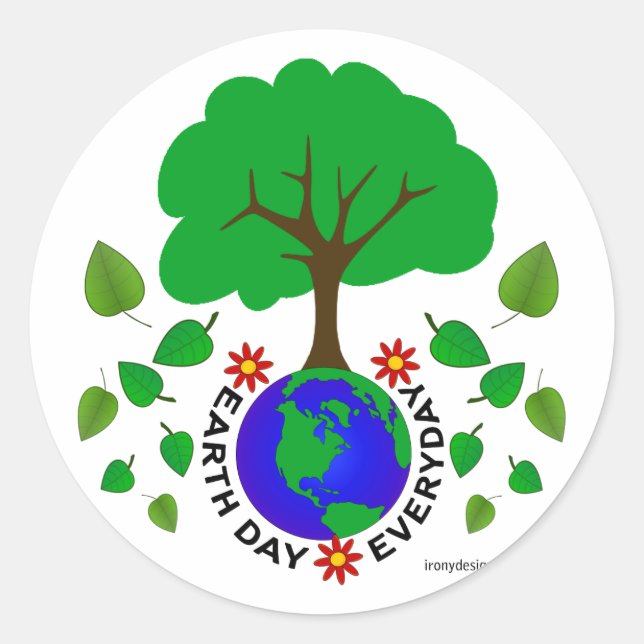 Earth Day Everyday Classic Round Sticker (Front)