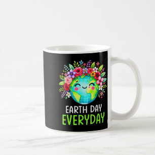 Earth Day Everyday Cute Earth With Flower Earth Da Coffee Mug