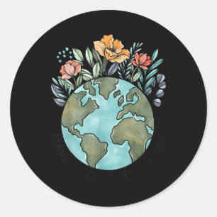 Earth Day Everyday Flower Planet Anniversary Women Classic Round Sticker