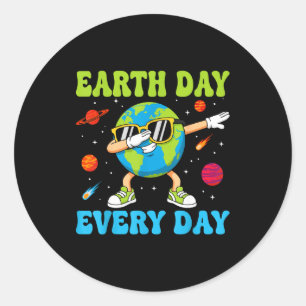 Earth day everyday funny dabbing earth boys kids classic round sticker