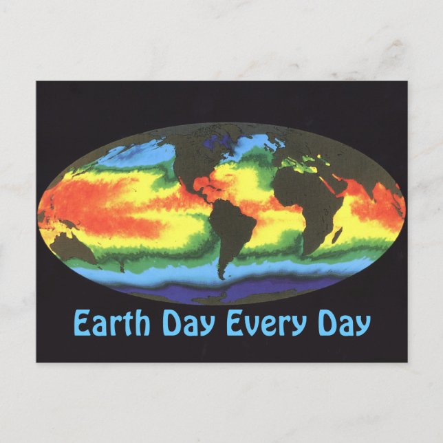 Earth Day everyday Global sea surface temperature Postcard (Front)