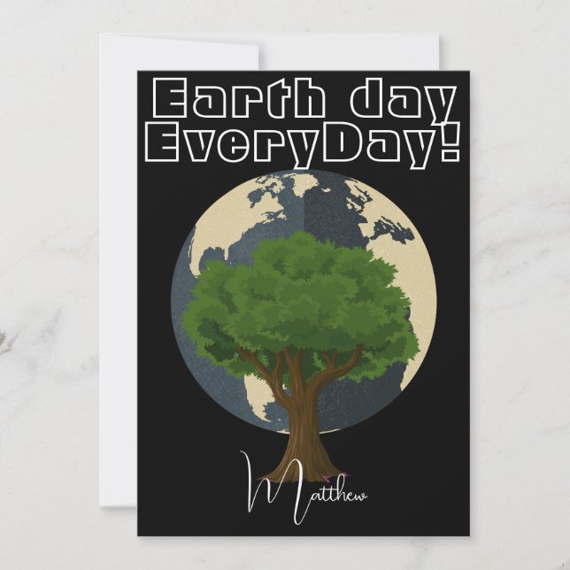 earth day everyday, go green, elegant art science  card (Front)