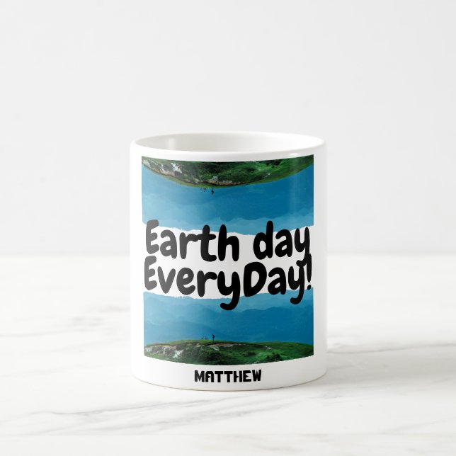 earth day everyday, go green, elegant art science coffee mug (Center)