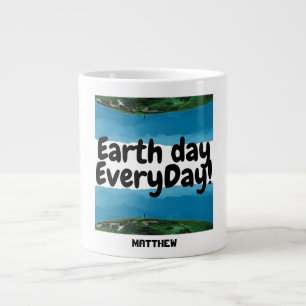 earth day everyday, go green, elegant art science large coffee mug