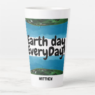 earth day everyday, go green, elegant art science latte mug