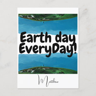 earth day everyday, go green, elegant art science postcard