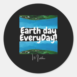 Earth Day Everyday Go Green Elegant Art Science T Classic Round Sticker