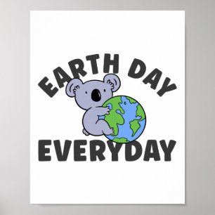 Earth Day Everyday Koala Globe Poster