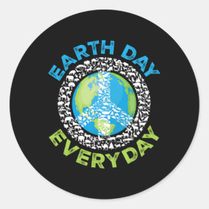 Earth Day Everyday Peace Earth Animals Men Women T Classic Round Sticker
