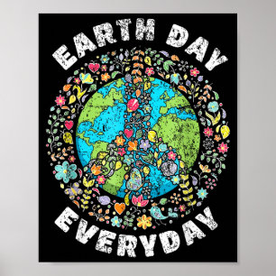 Earth day everyday peace sign floral planet men