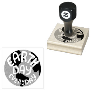 Earth Day Everyday Planet Globe Simple Modern Rubber Stamp
