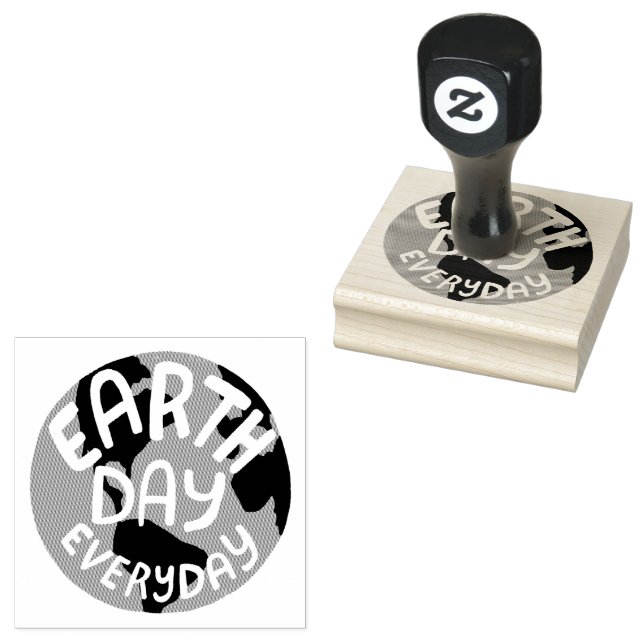 Earth Day Everyday Planet Globe Simple Modern   Rubber Stamp (Stamped)