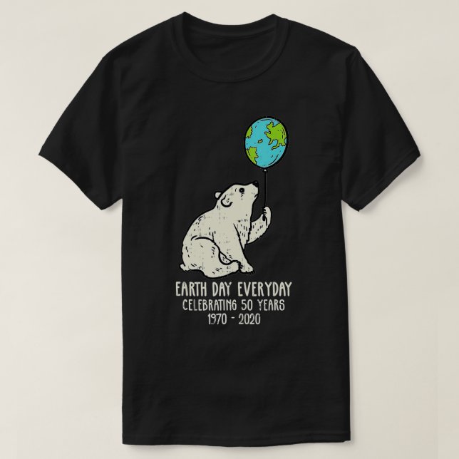 Earth Day Everyday Polar Bear Balloon Cute Animal  T-Shirt (Design Front)