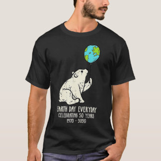 Earth Day Everyday Polar Bear Balloon Cute Animal  T-Shirt