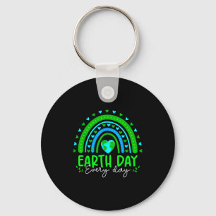 Earth Day Everyday Rainbow Cute Earth Heart Earth  Key Ring