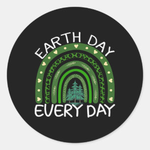 Earth Day Everyday Rainbow Design Earth Day 1 Classic Round Sticker