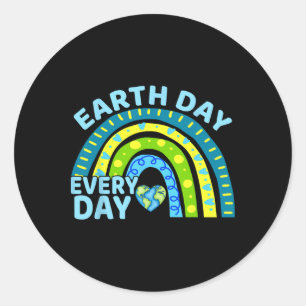 Earth Day Everyday Rainbow Design Earth Day  Classic Round Sticker