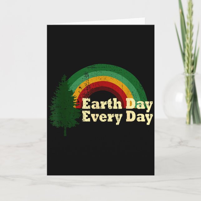 Earth Day Everyday Rainbow Pine Tree  Card (Front)