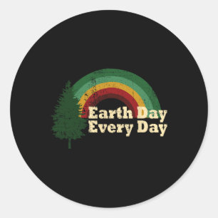 Earth Day Everyday Rainbow Pine Tree Classic Round Sticker