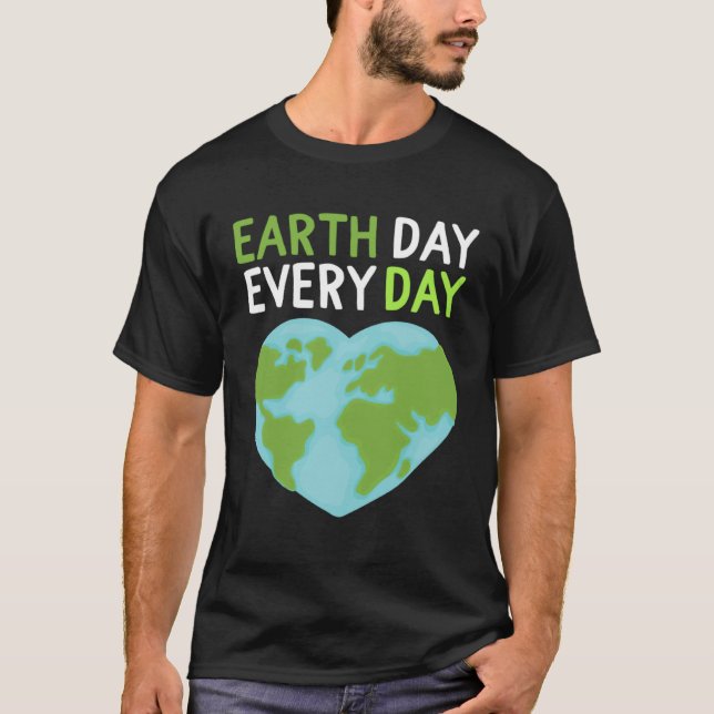 Earth Day Everyday Rainbow Pine Tree Nature Green  T-Shirt (Front)