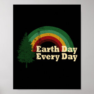 Earth Day Everyday Rainbow Pine Tree Poster