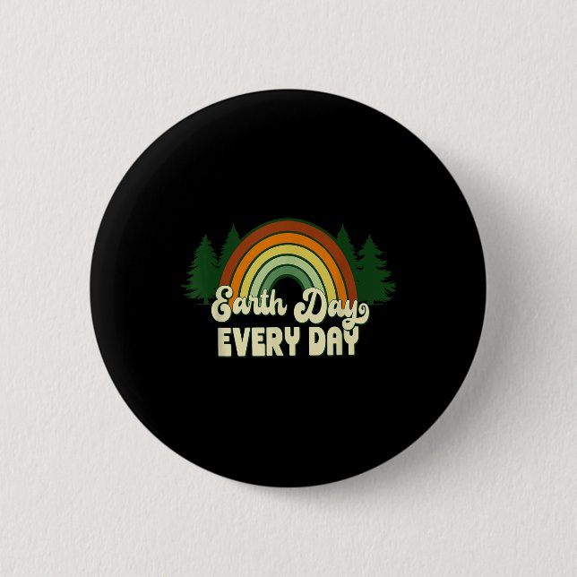Earth Day Everyday Rainbow Pine Trees  6 Cm Round Badge (Front)