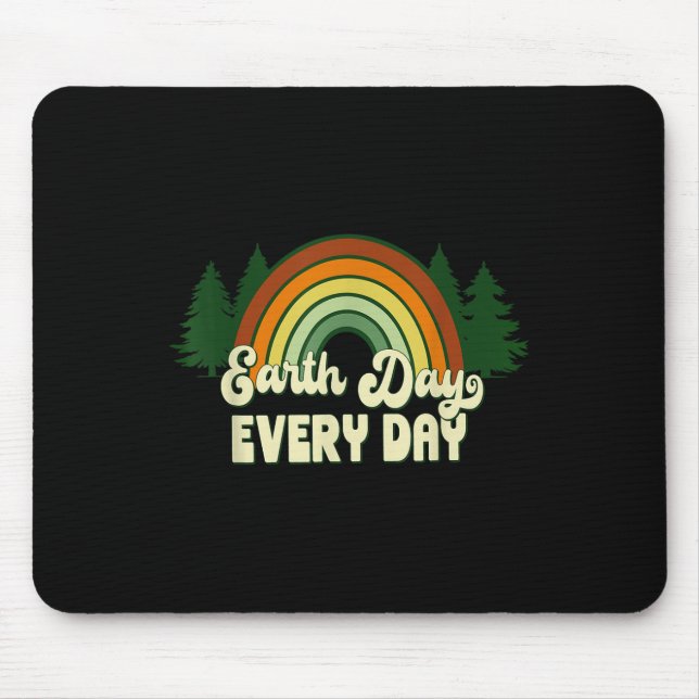 Earth Day Everyday Rainbow Pine Trees  Mouse Mat (Front)