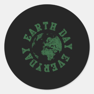 Earth Day Everyday Retro Environmental Classic Round Sticker