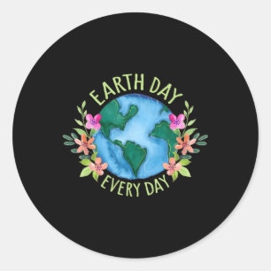 Earth Day Everyday Retro Environmental Shirt Women Classic Round Sticker
