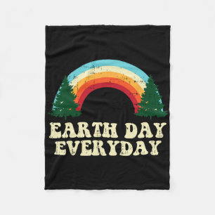 Earth Day Everyday Trees Rainbow Retro Environment Fleece Blanket