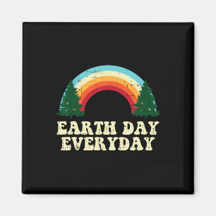 Earth Day Everyday Trees Rainbow Retro Environment Magnet