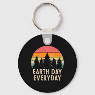 Earth Day Everyday Trees Retro Nature Environmenta Key Ring
