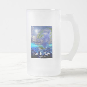Earth Day Frosted Glass Beer Mug