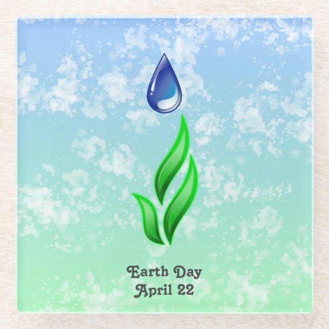 Earth Day Glass Coaster (Front)