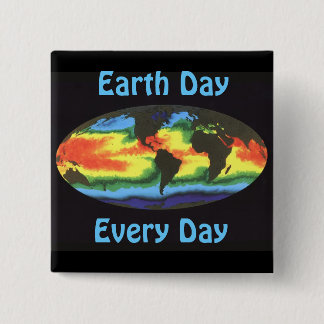 Earth Day - Global sea surface temperature 15 Cm Square Badge