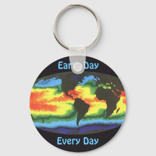 Earth Day - Global sea surface temperature Key Ring