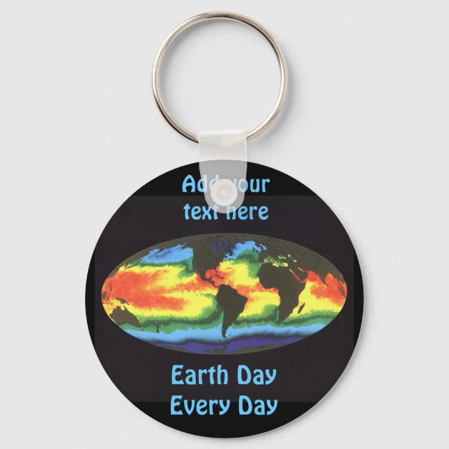 Earth Day - Global sea surface temperature Key Ring (Front)