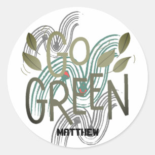 earth day, go green, art simple elegant custom classic round sticker
