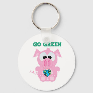 Earth Day Go Green pig Goofkins Key Ring