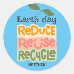earth day, go green, simple elegant science classic round sticker