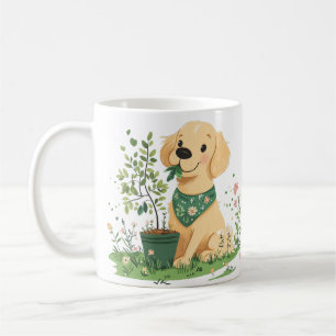 Earth Day Golden Retriever Dog Gardening Coffee Mug