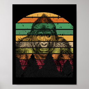 Earth Day Gorilla Vintage Pine Tree Men Women Kids Poster