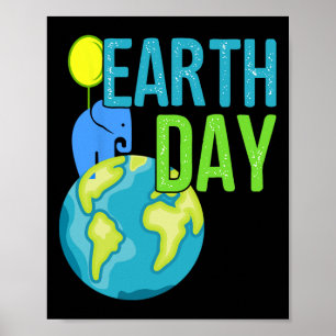 Earth Day Great Vintage Earth Day Elephant Shirt Poster
