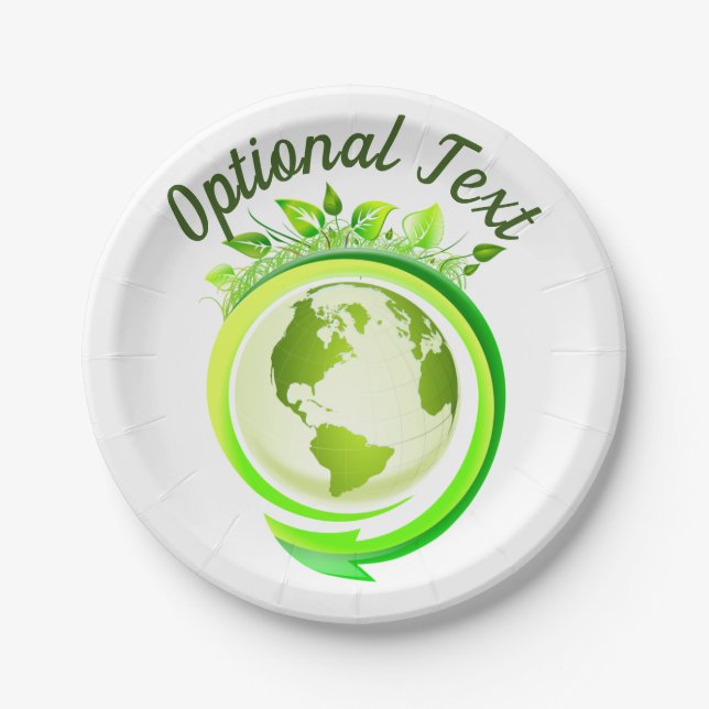 Earth Day Green Planet Paper Plate (Front)