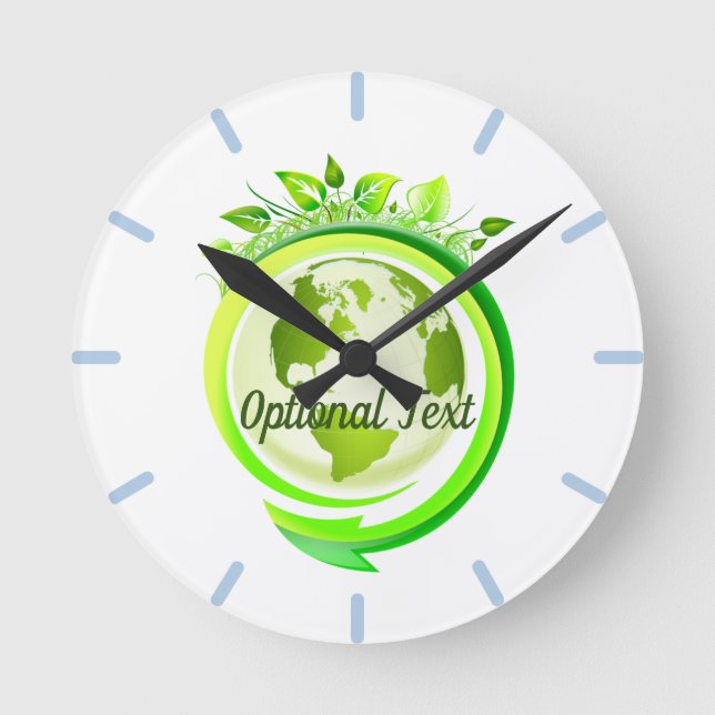 Earth Day Green Planet Round Clock (Front)