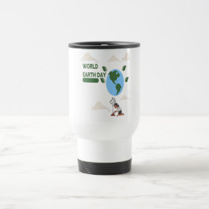 Earth Day Harmony – Blue & Green Illustration Travel Mug