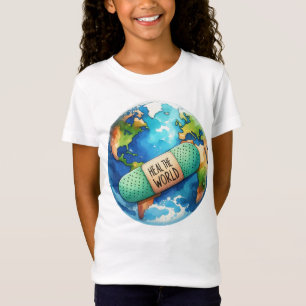 Earth Day Heal The World Globe Blue Green T-Shirt