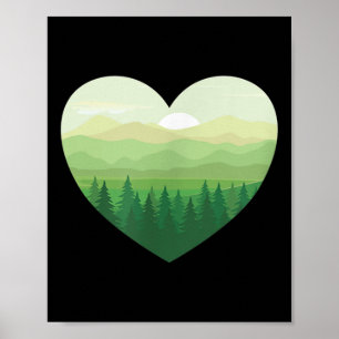 Earth Day Heart Forest Environmental Protection Poster