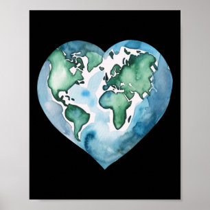 Earth Day Heart Planet Cute Earth Day For Kids Adu Poster