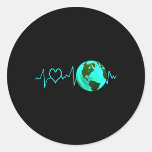 Earth Day Heartbeat Recycling Climate Change Activ Classic Round Sticker